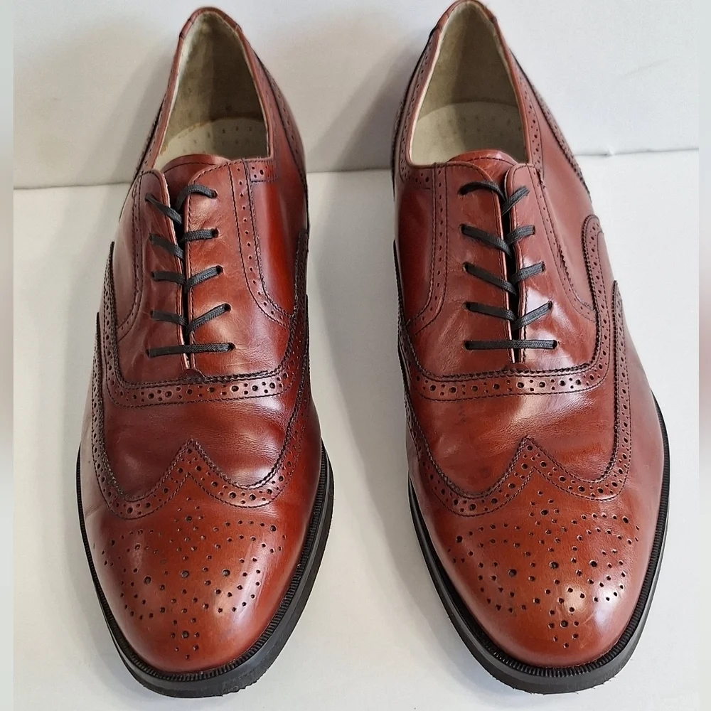 Rockport Brown Leather Wingtip Oxford Shoes with Brogue Detailing Size 13